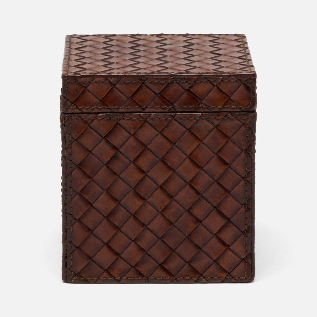 Lexington, Antique Tobacco, Canister, Square Straight, Large, Woven Leather