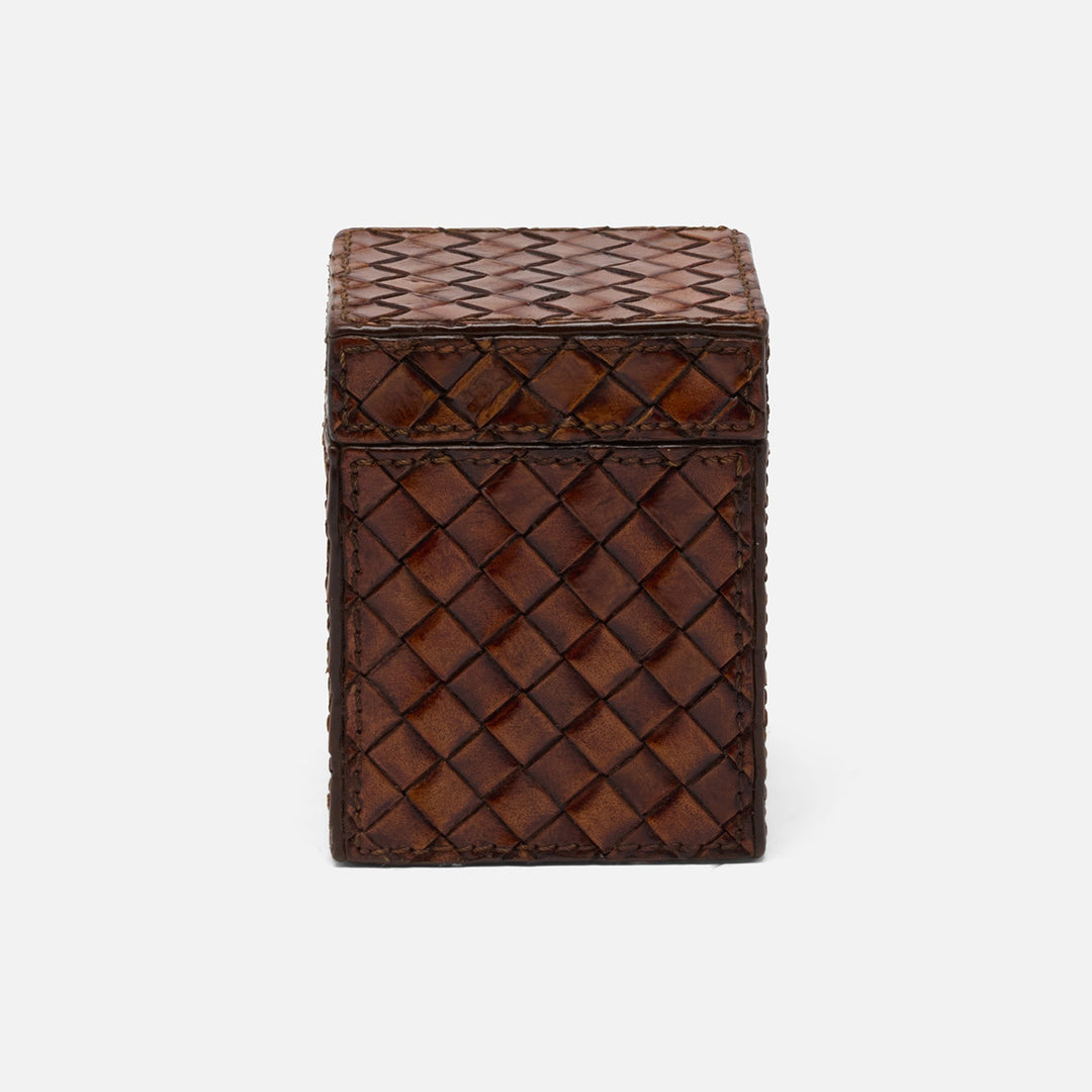 Lexington, Antique Tobacco, Canister, Square Straight, Small, Woven Leather