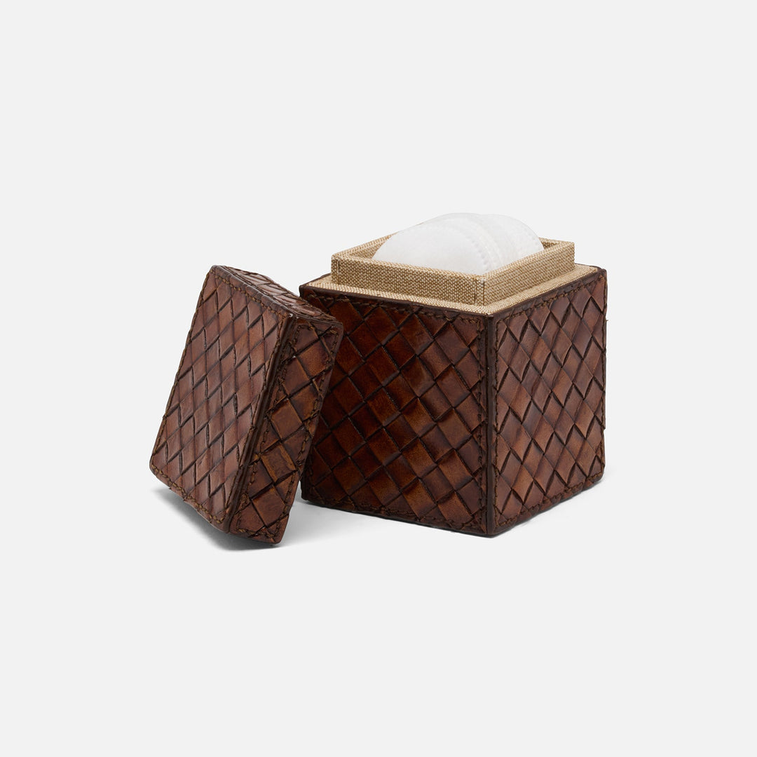 Lexington, Antique Tobacco, Canister, Square Straight, Small, Woven Leather