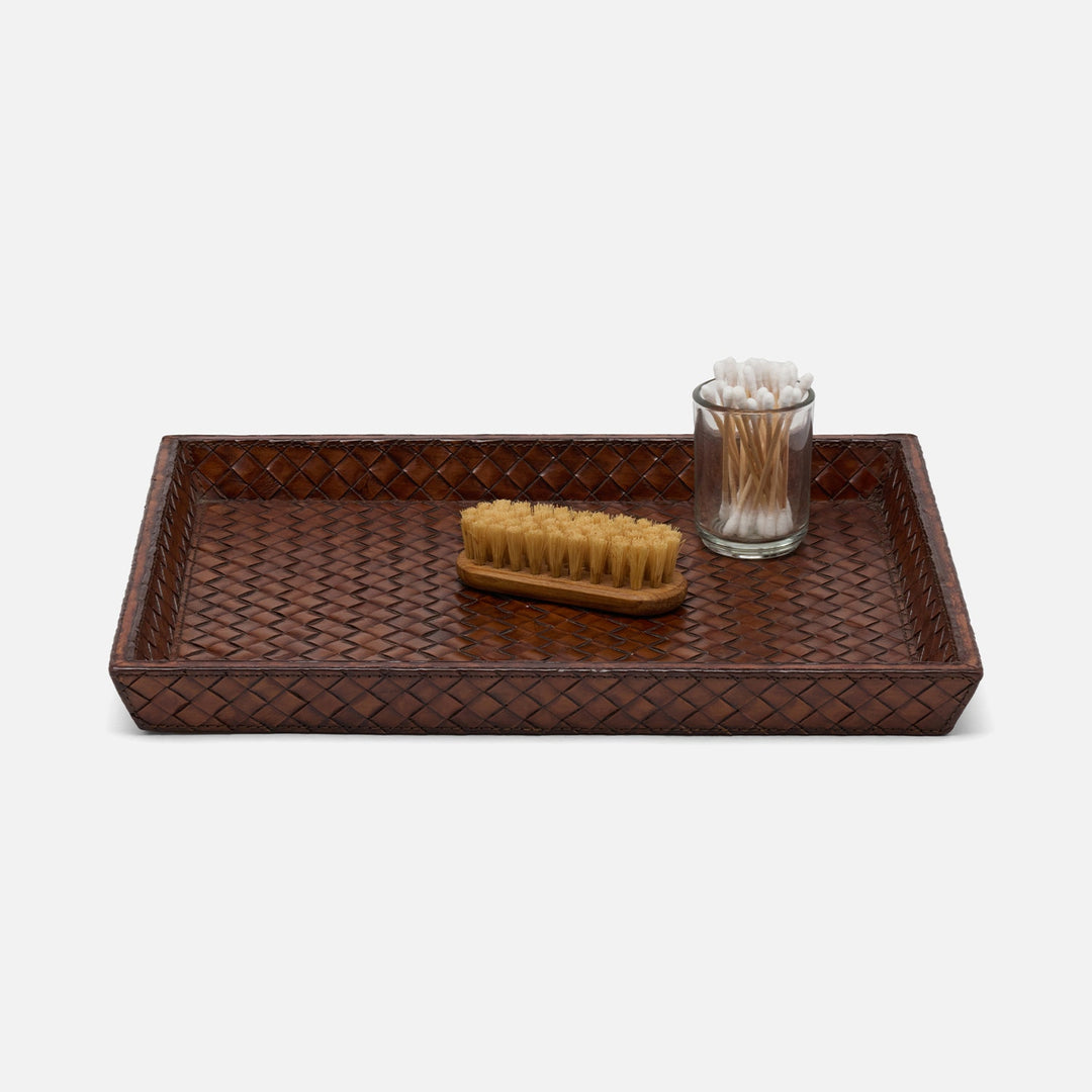 Lexington, Antique Tobacco, Tray, Rectangular Tapered, Large, Woven Leather