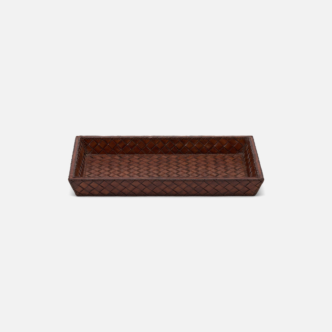 Lexington, Antique Tobacco, Tray, Rectangular Tapered, Small, Woven Leather
