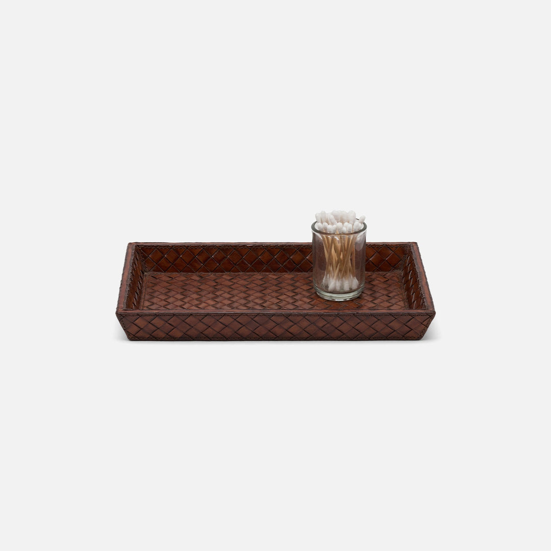 Lexington, Antique Tobacco, Tray, Rectangular Tapered, Small, Woven Leather