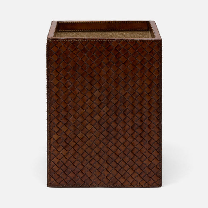 Lexington, Antique Tobacco, Wastebasket, Square Straight, Woven Leather