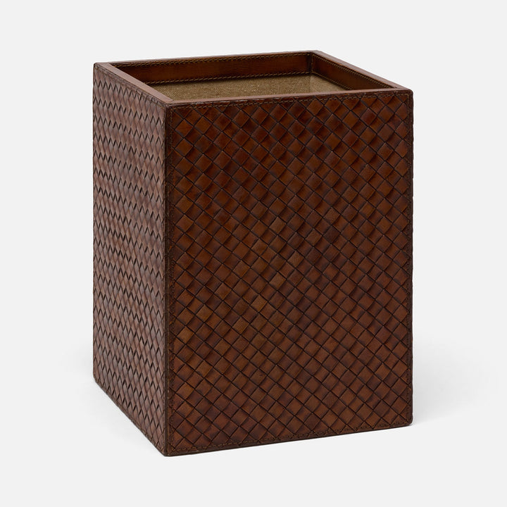 Lexington, Antique Tobacco, Wastebasket, Square Straight, Woven Leather