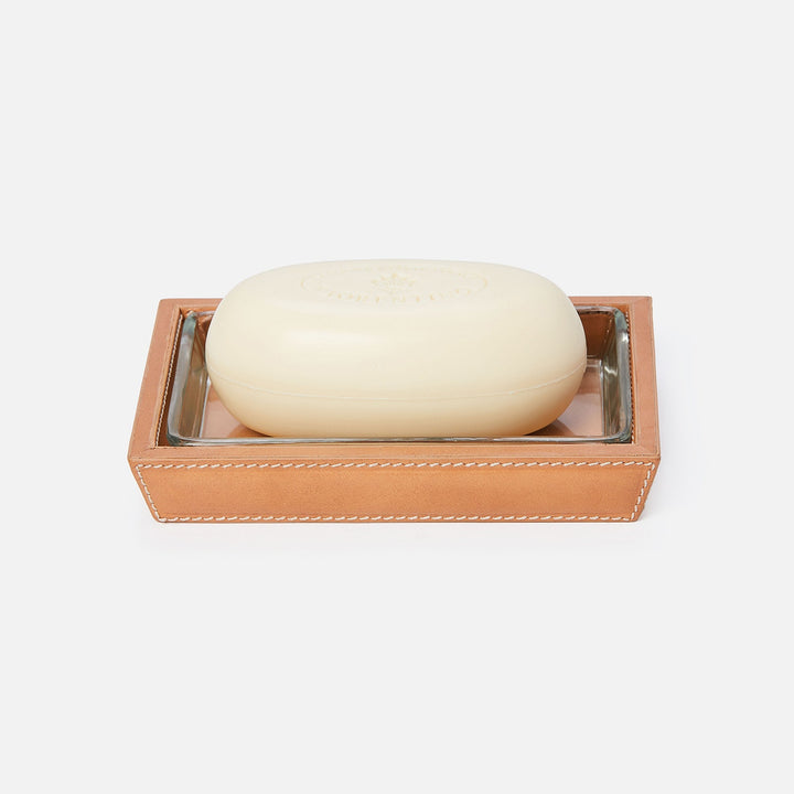 Lorient, Aged Camel, Soap Dish W/Liner, Rectangular Tapered, Full-Grain Leather