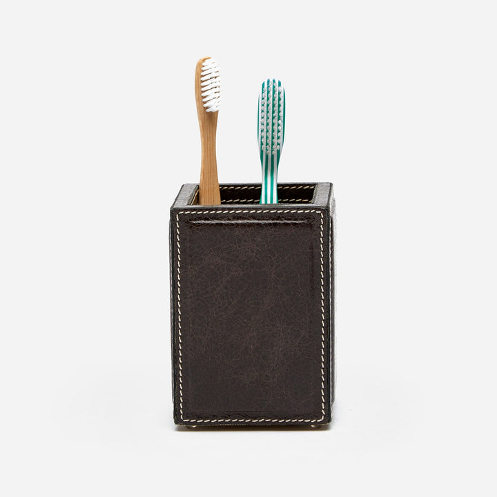 Lorient, Charcoal, Brush Holder, Square Straight, Full-Grain Leather
