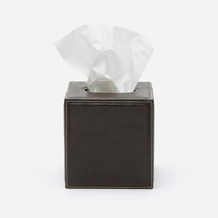 Lorient, Charcoal, Tissue Box, Square Straight, Full-Grain Leather