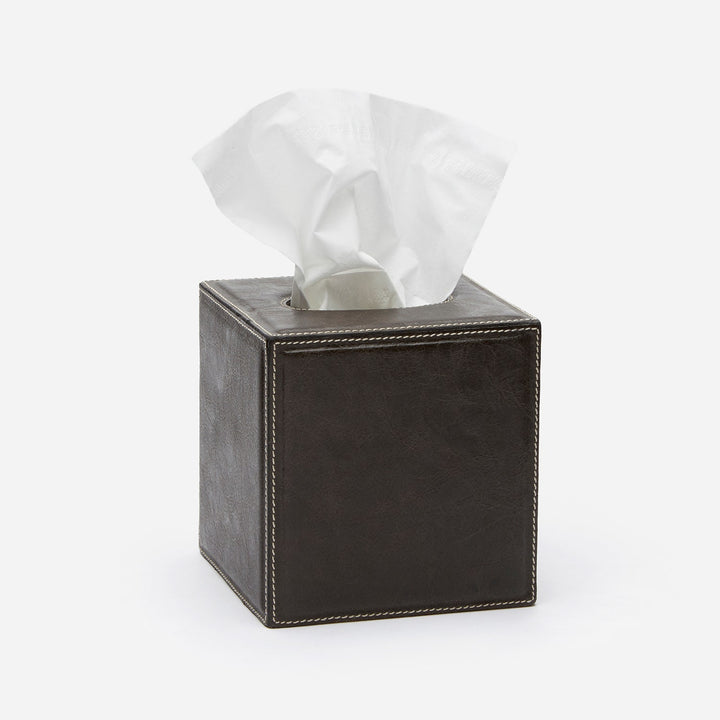 Lorient, Charcoal, Tissue Box, Square Straight, Full-Grain Leather