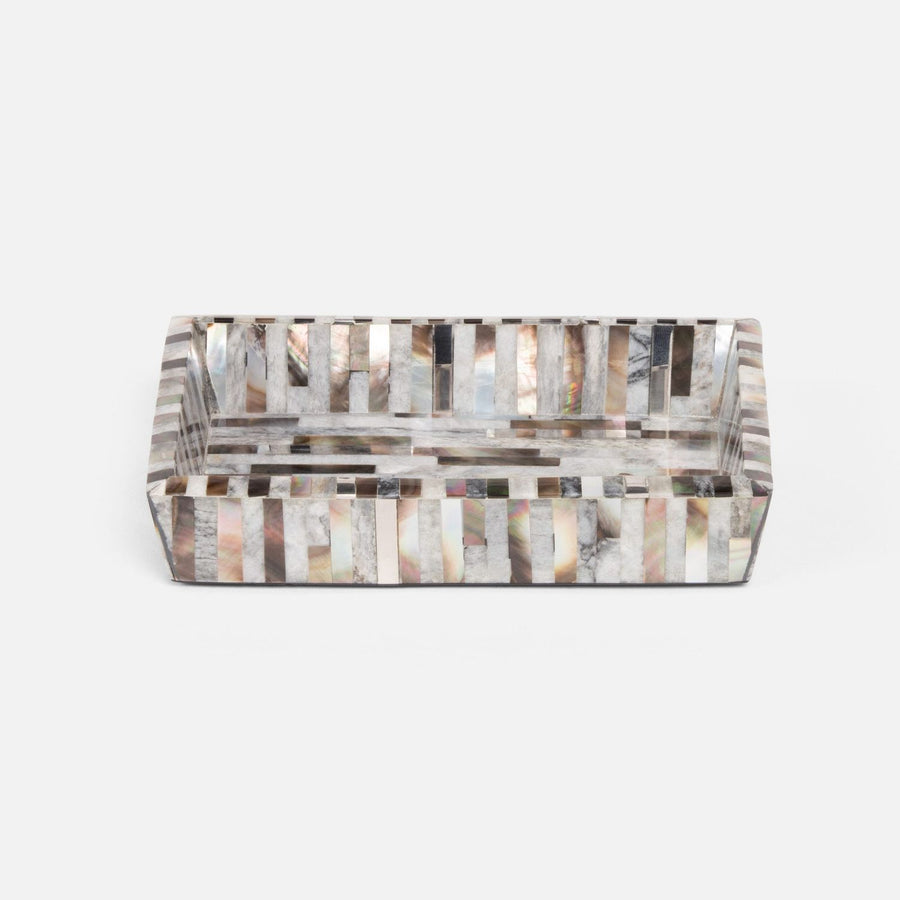 Luzia, Silver Mix, Soap Dish, Rectangular Tapered, Romblon Stone/Shell/Metal