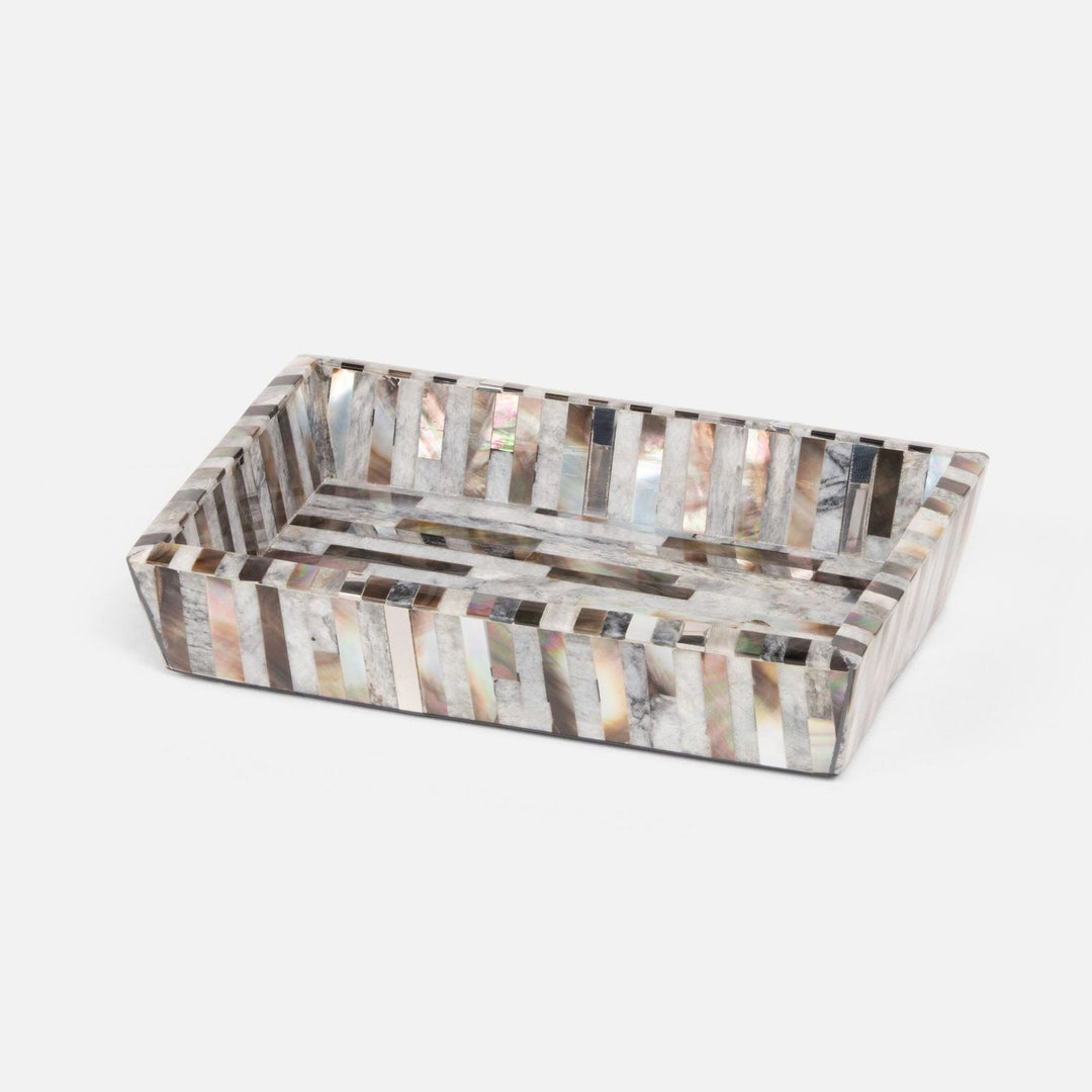 Luzia, Silver Mix, Soap Dish, Rectangular Tapered, Romblon Stone/Shell/Metal