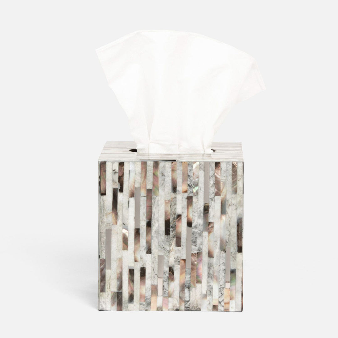 Luzia, Silver Mix, Tissue Box, Square Straight, Romblon Stone/Shell/Metal