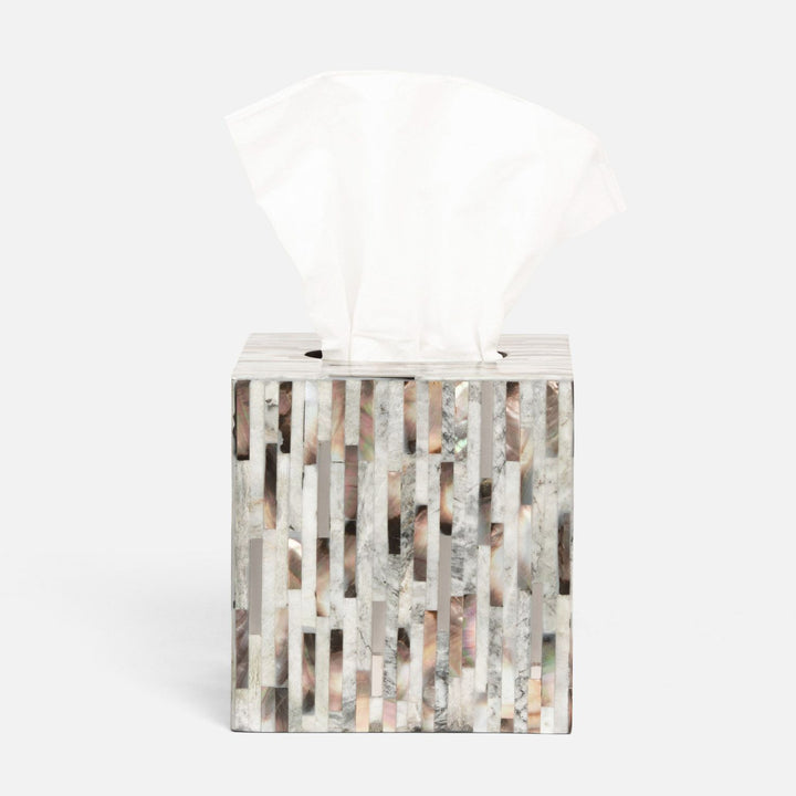 Luzia, Silver Mix, Tissue Box, Square Straight, Romblon Stone/Shell/Metal