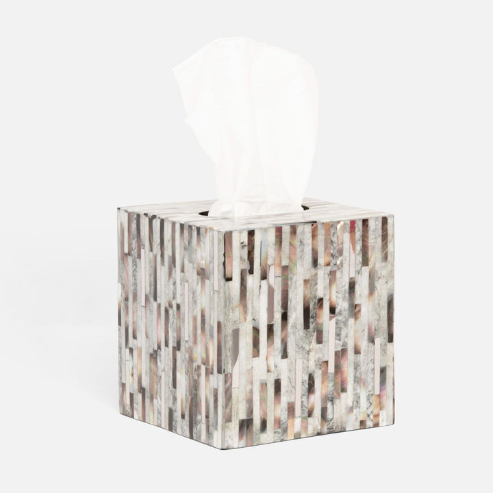 Luzia, Silver Mix, Tissue Box, Square Straight, Romblon Stone/Shell/Metal