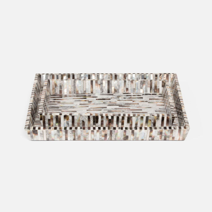 Luzia, Silver Mix, Tray, Large, Rectangular Tapered, Romblon Stone/Shell/Metal