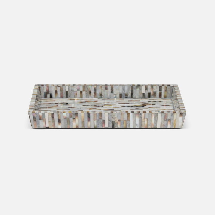 Luzia, Silver Mix, Tray, Medium, Rectangular Tapered, Romblon Stone/Shell/Metal