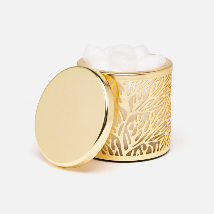 Lynn, Matte Gold/Clear, Canister, Round, Large, Stainless Steel/Glass