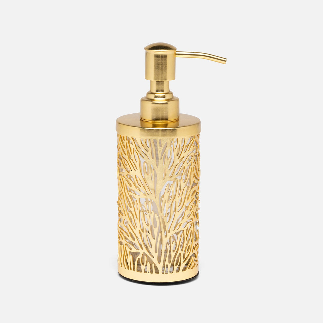 Lynn, Matte Gold/Clear, Soap Pump, Round, Stainless Steel/Glass