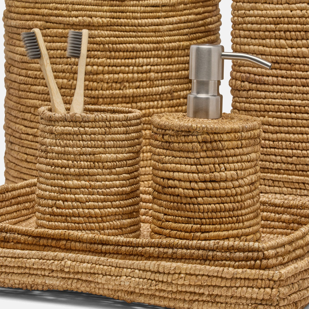 Magnolia, Natural, Coiled Brush Holder, Round, Abaca