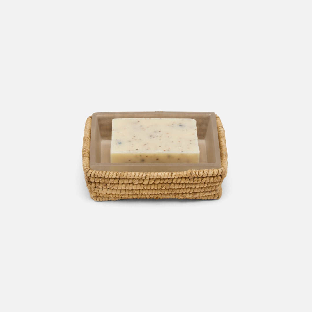 Magnolia, Natural, Coiled Soap Dish, Rectangular Tapered, Abaca