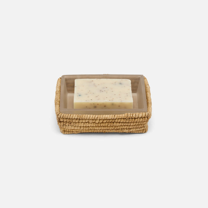 Magnolia, Natural, Coiled Soap Dish, Rectangular Tapered, Abaca