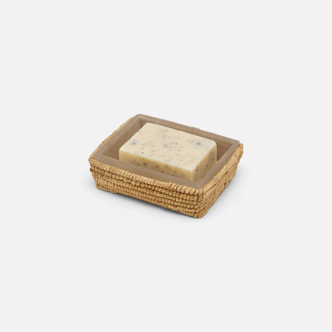 Magnolia, Natural, Coiled Soap Dish, Rectangular Tapered, Abaca