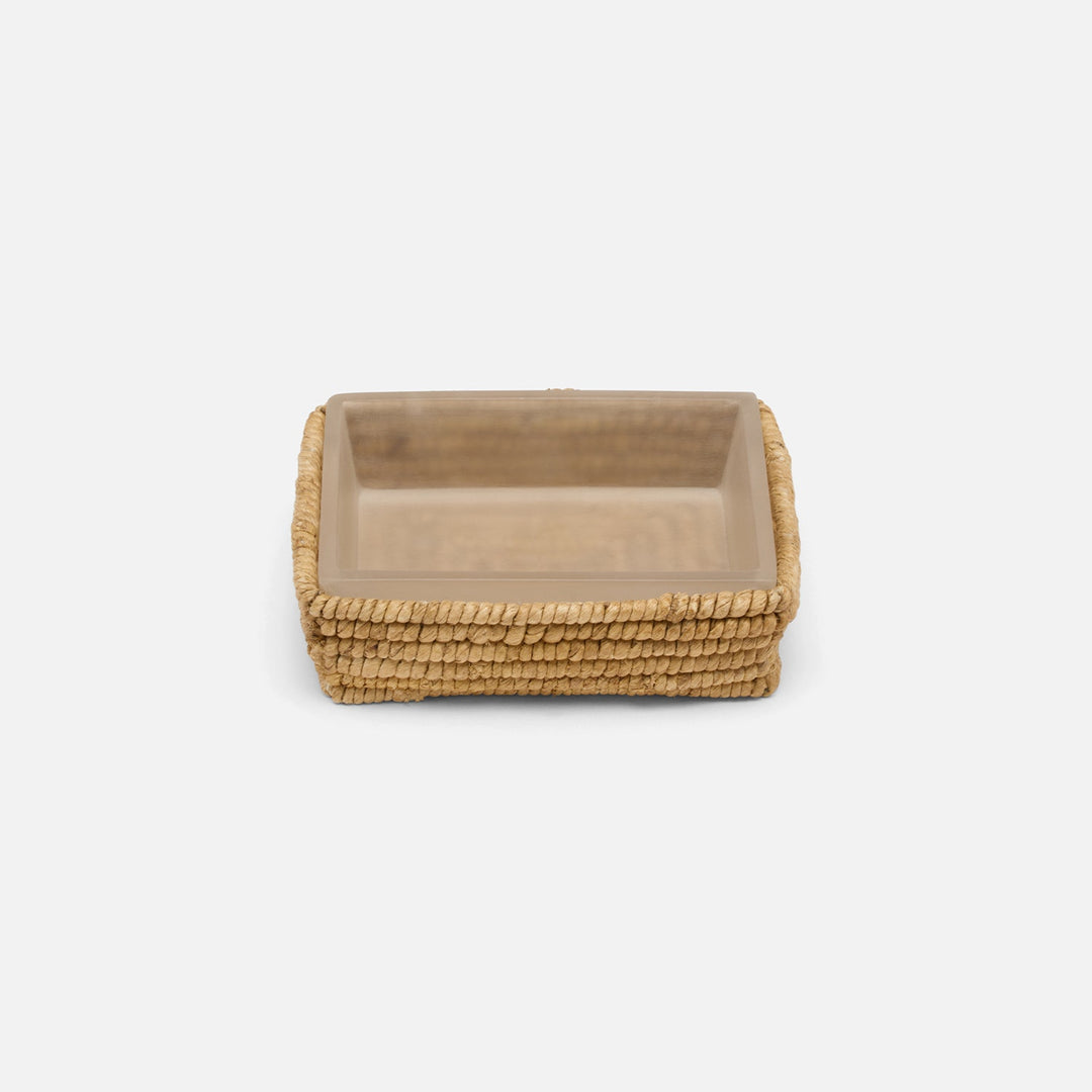 Magnolia, Natural, Coiled Soap Dish, Rectangular Tapered, Abaca
