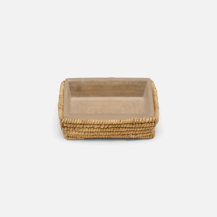 Magnolia, Natural, Coiled Soap Dish, Rectangular Tapered, Abaca
