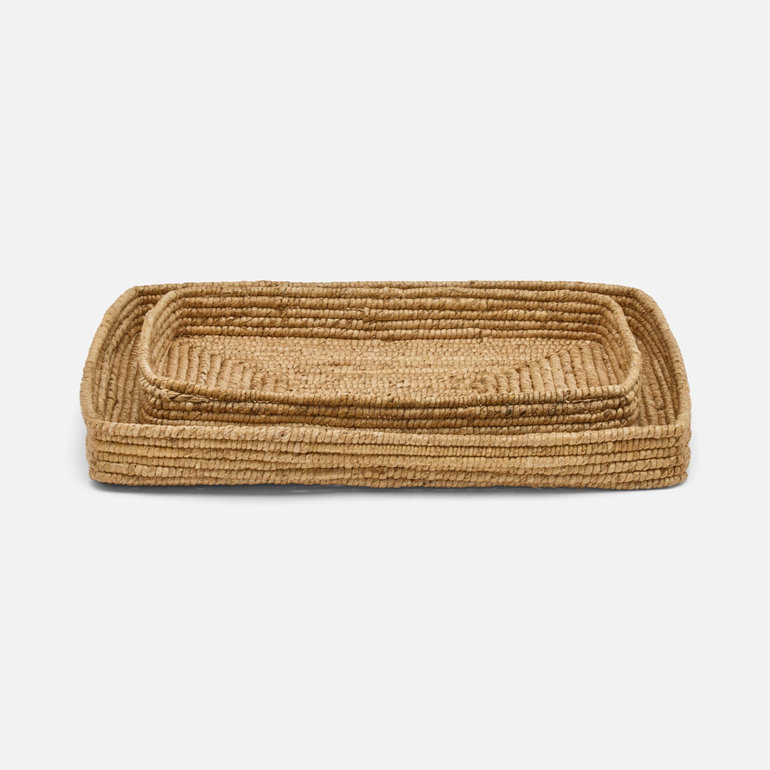 Magnolia, Natural, Coiled Nested Trays, Rectangular Straight, Abaca, S/2