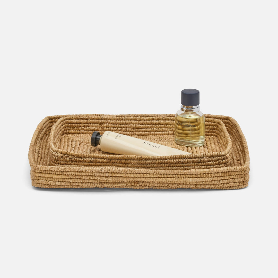 Magnolia, Natural, Coiled Nested Trays, Rectangular Straight, Abaca, S/2