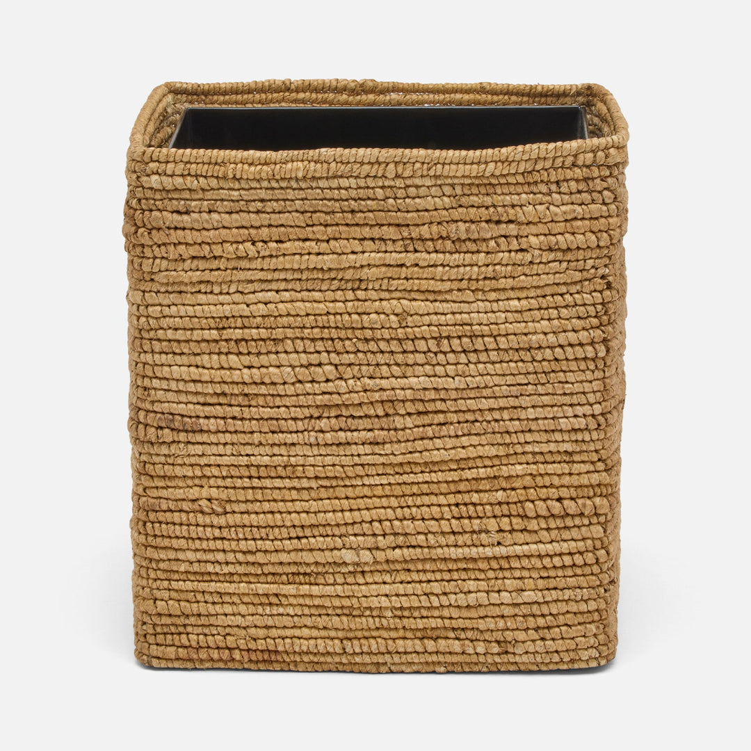 Magnolia, Natural, Coiled Wastebasket, Rectangular Straight, Abaca