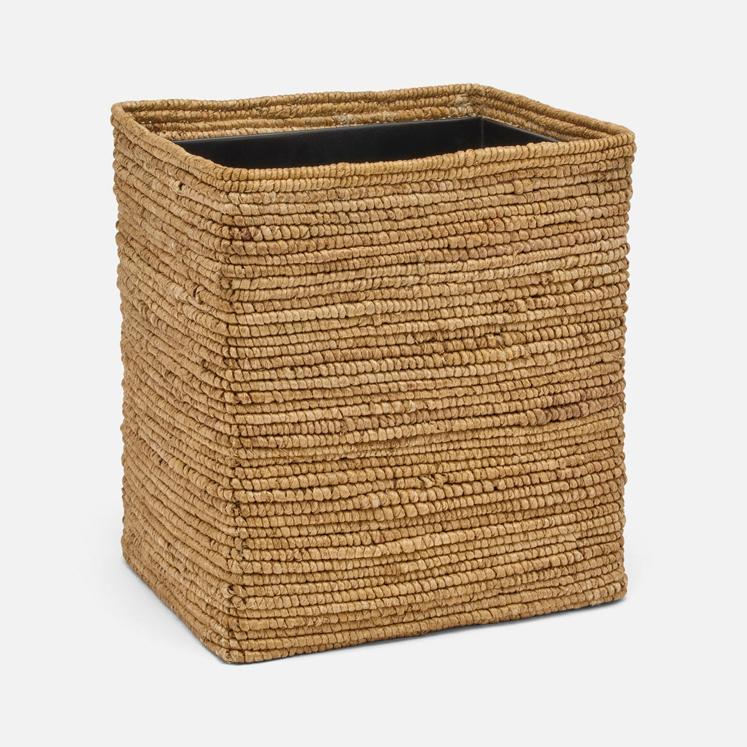 Magnolia, Natural, Coiled Wastebasket, Rectangular Straight, Abaca