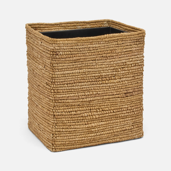 Magnolia, Natural, Coiled Wastebasket, Rectangular Straight, Abaca