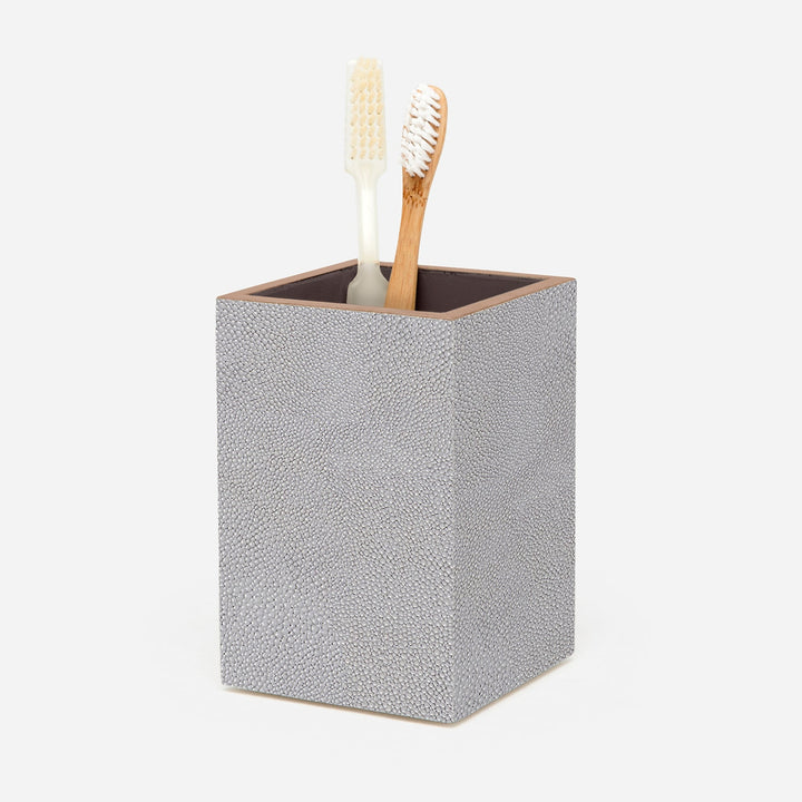 Manchester, Ash Gray, Brush Holder, Square Straight, Realistic Faux Shagreen
