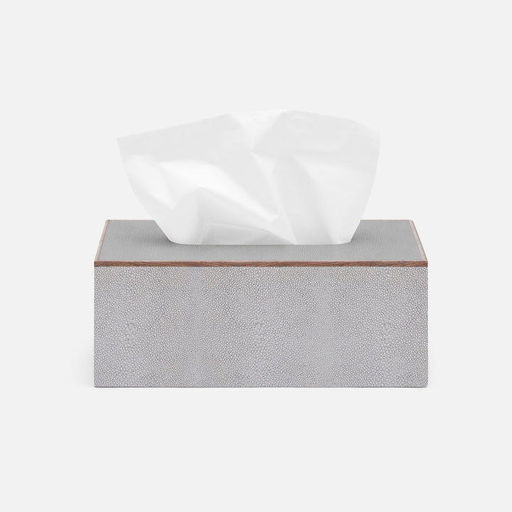 Manchester, Ash Gray, Tissue Box, Rectangular Straight, Realistic Faux Shagreen