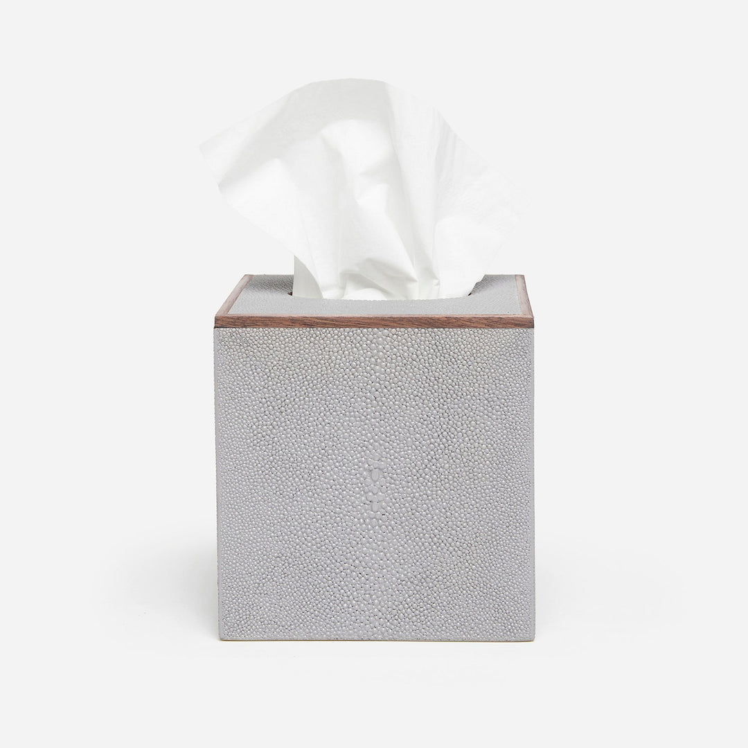 Manchester, Ash Gray, Tissue Box, Square Straight, Realistic Faux Shagreen