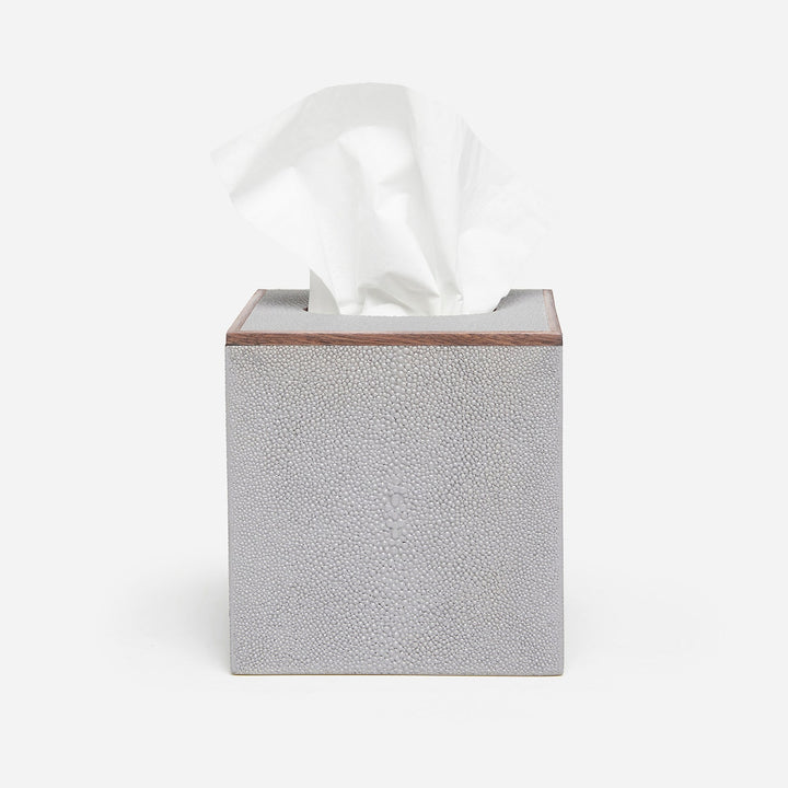 Manchester, Ash Gray, Tissue Box, Square Straight, Realistic Faux Shagreen