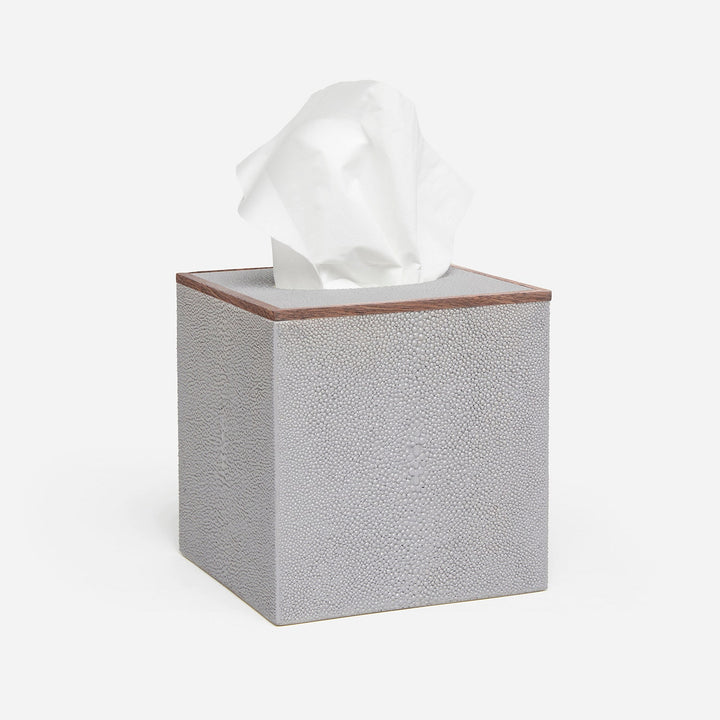 Manchester, Ash Gray, Tissue Box, Square Straight, Realistic Faux Shagreen