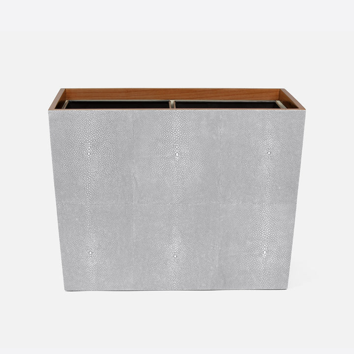 Manchester, Ash Gray, Double Wastebasket, Rectangular Tapered, Realistic Faux Shagreen