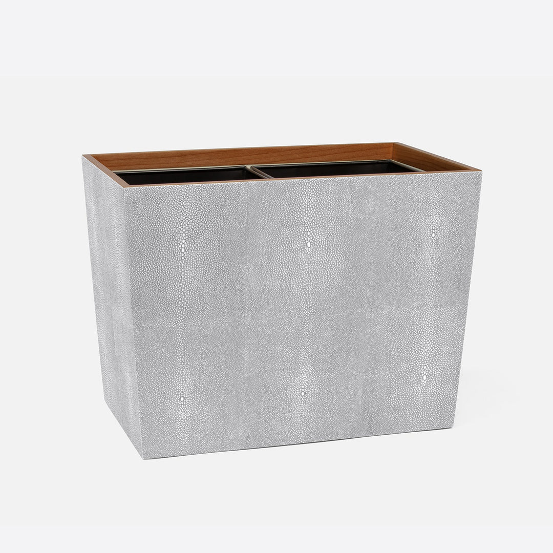 Manchester, Ash Gray, Double Wastebasket, Rectangular Tapered, Realistic Faux Shagreen
