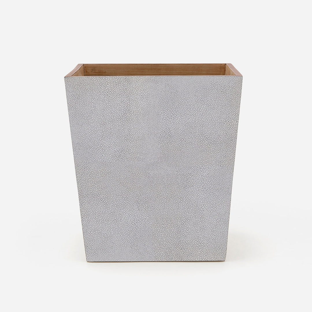 Manchester, Ash Gray, Wastebasket, Rectangular Tapered, Realistic Faux Shagreen