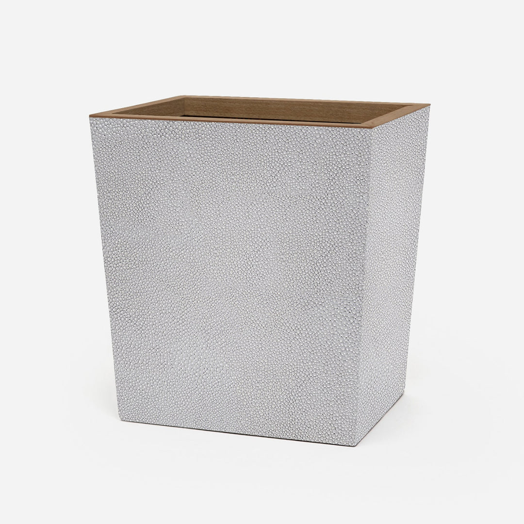 Manchester, Ash Gray, Wastebasket, Rectangular Tapered, Realistic Faux Shagreen