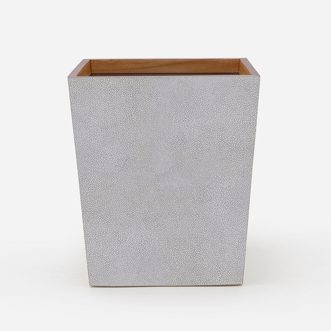 Manchester, Ash Gray, Wastebasket, Square Tapered, Realistic Faux Shagreen