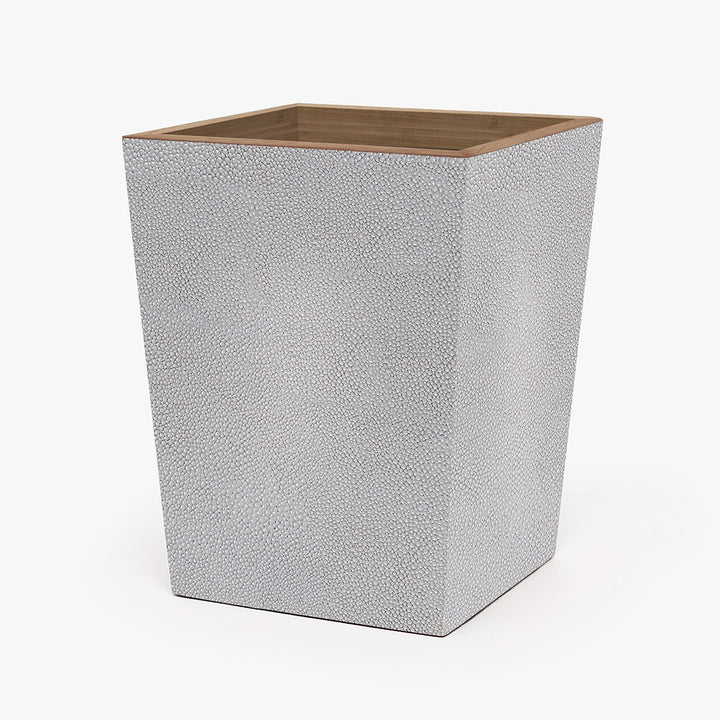 Manchester, Ash Gray, Wastebasket, Square Tapered, Realistic Faux Shagreen