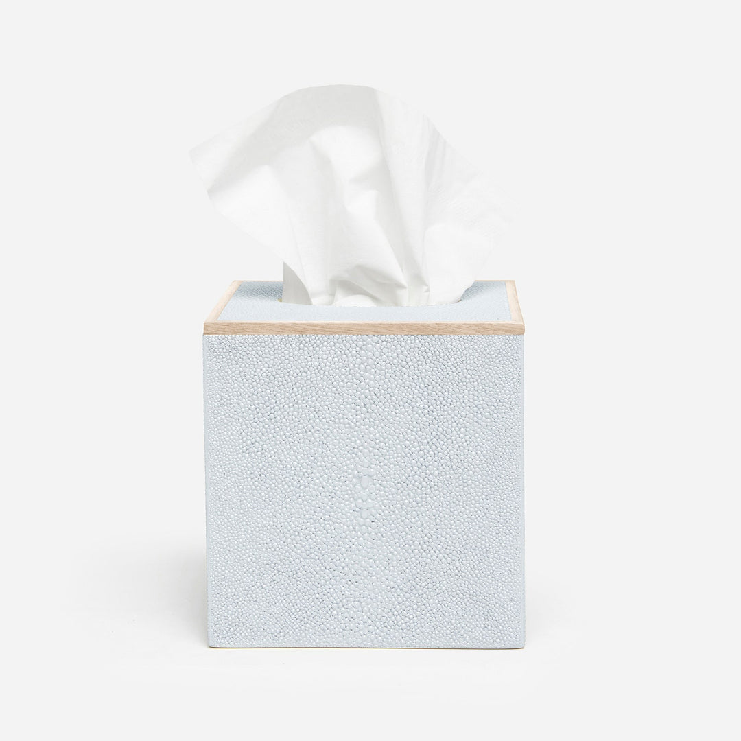 Manchester, Cloud Gray, Tissue Box, Square Straight, Realistic Faux Shagreen