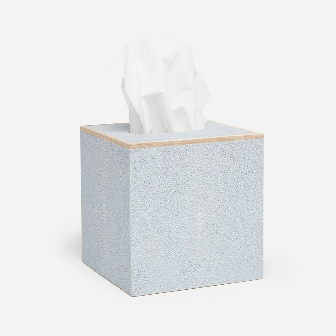 Manchester, Cloud Gray, Tissue Box, Square Straight, Realistic Faux Shagreen