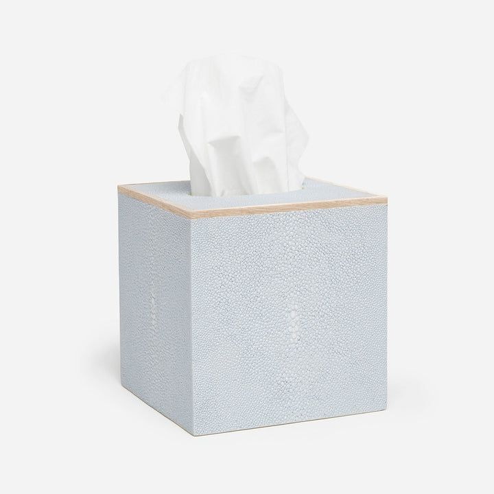 Manchester, Cloud Gray, Tissue Box, Square Straight, Realistic Faux Shagreen