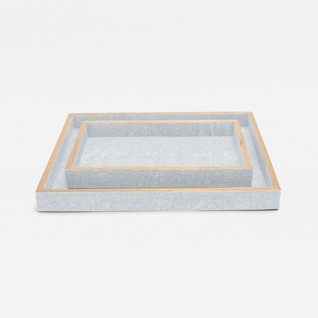 Manchester, Cloud Gray, Trays, Rectangular Straight, Realistic Faux Shagreen, S/2