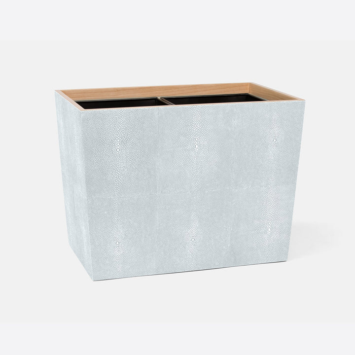 Manchester, Cloud Gray, Double Wastebasket, Rectangular Tapered, Realistic Faux Shagreen