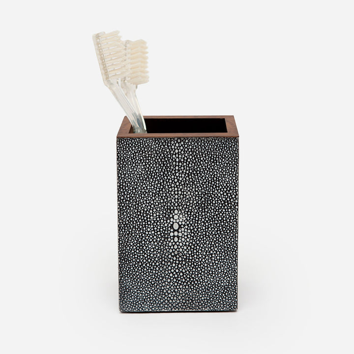 Manchester, Cool Gray, Brush Holder, Square Straight, Realistic Faux Shagreen