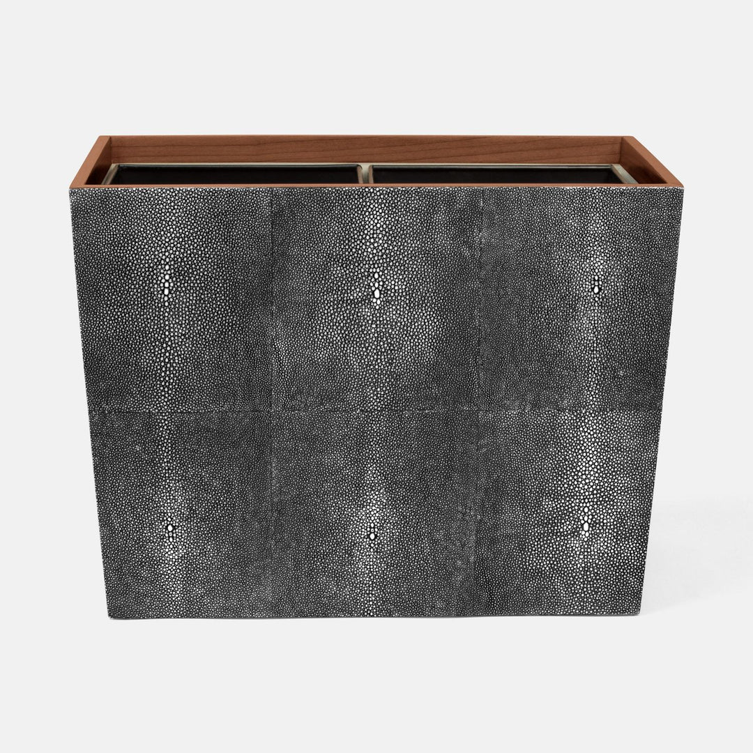 Manchester, Cool Gray, Double Wastebasket, Rectangular Tapered, Realistic Faux Shagreen